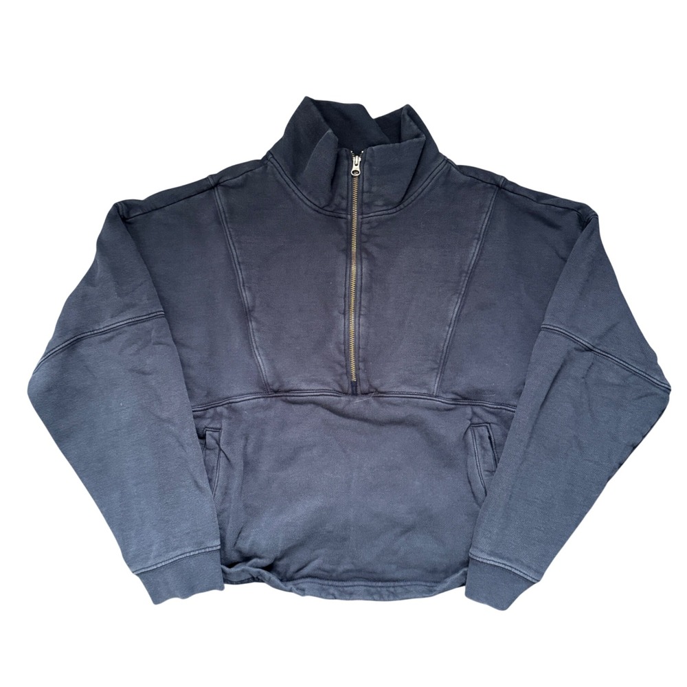 Spiritual Gangster Navy Blue 1/4 Zip Pullover Sweatshirt Small Cotton